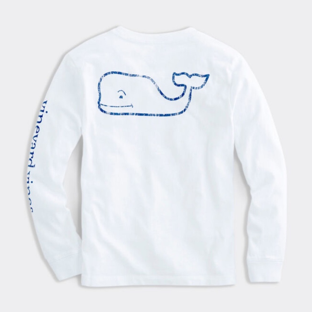 Kids' Vintage Whale Graphic Long-Sleeve Pocket Tee